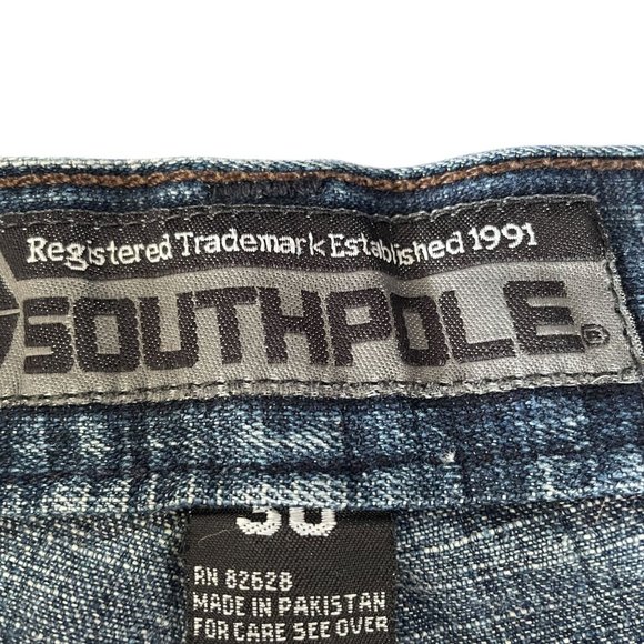 Southpole Baggy Fit Distressed Jeans 90s Y2K Vintage 30x30 Embroidered Edgy - Picture 3 of 15